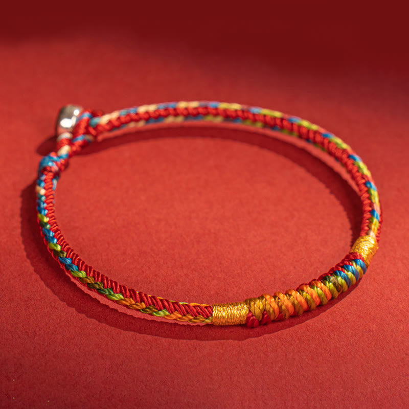 Nimara Ritual Multicolor Red String Alloy 925 Sterling Silver Buckle Protection Bracelet