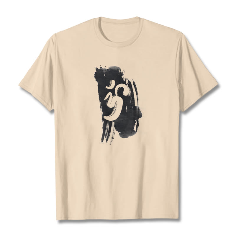 Nimara Ritual OM Ink Background Cotton Tee T-shirt