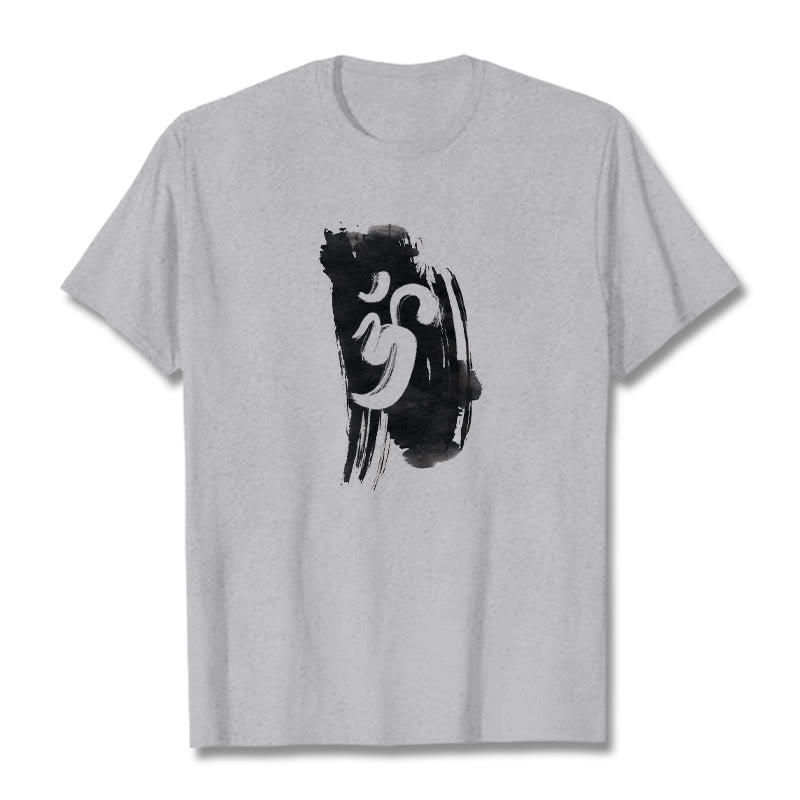 Nimara Ritual OM Ink Background Cotton Tee T-shirt