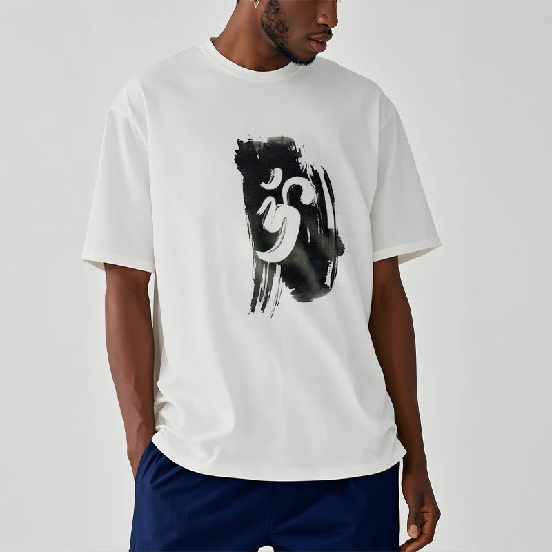 Nimara Ritual OM Ink Background Cotton Tee T-shirt