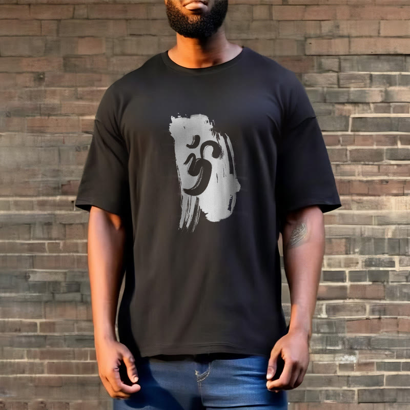 Nimara Ritual OM Ink Background Cotton Tee T-shirt