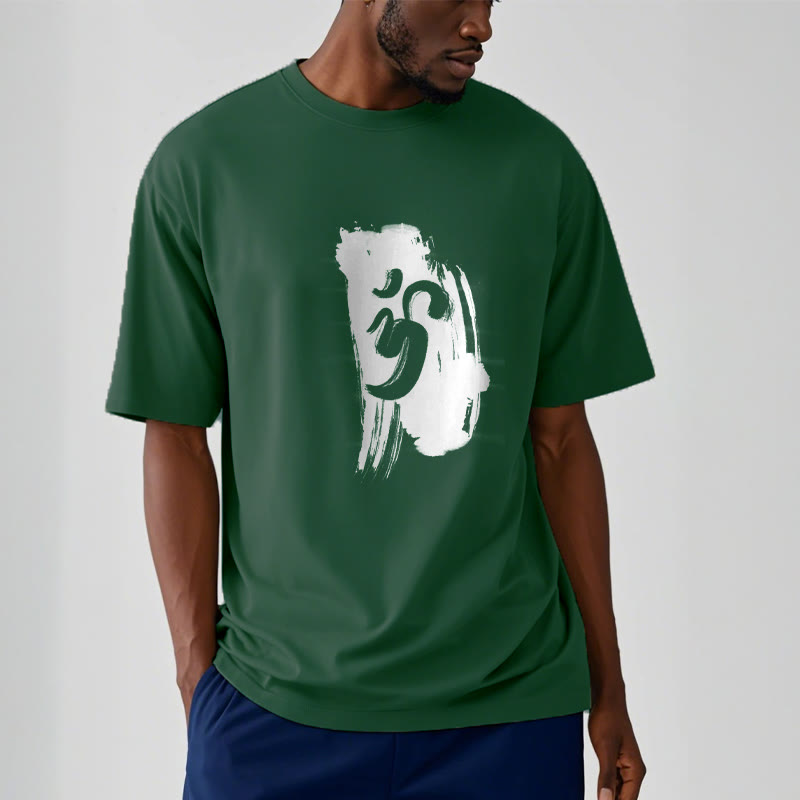 Nimara Ritual OM Ink Background Cotton Tee T-shirt
