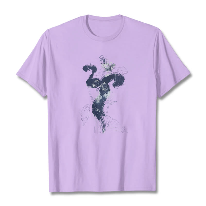 Nimara Ritual OM Lotus Flower Background Cotton Tee T-shirt