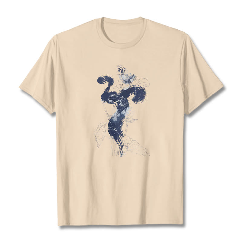 Nimara Ritual OM Lotus Flower Background Cotton Tee T-shirt
