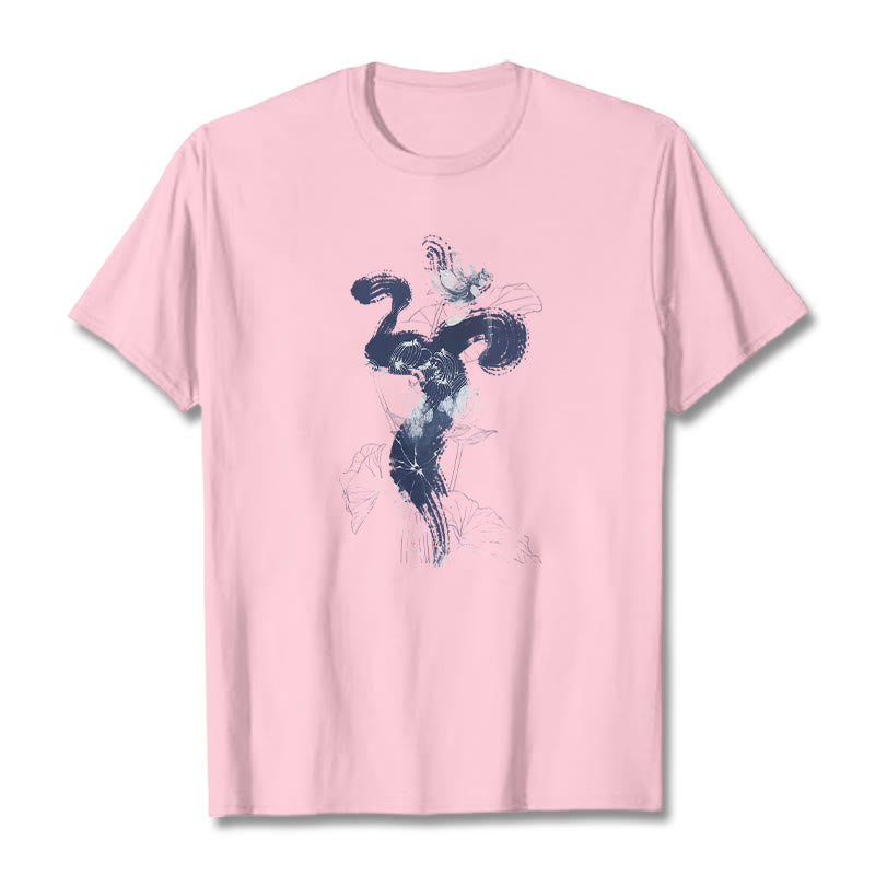Nimara Ritual OM Lotus Flower Background Cotton Tee T-shirt