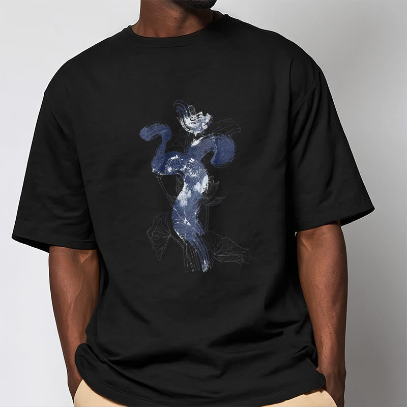 Nimara Ritual OM Lotus Flower Background Cotton Tee T-shirt
