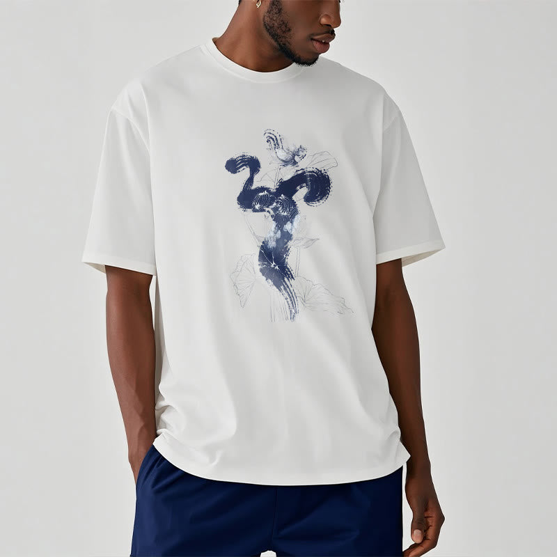 Nimara Ritual OM Lotus Flower Background Cotton Tee T-shirt