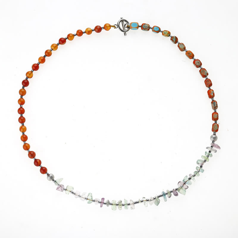 Nimara Ritual Fluorite Red Agate Emperor Stone Power Triple Wrap Bracelet
