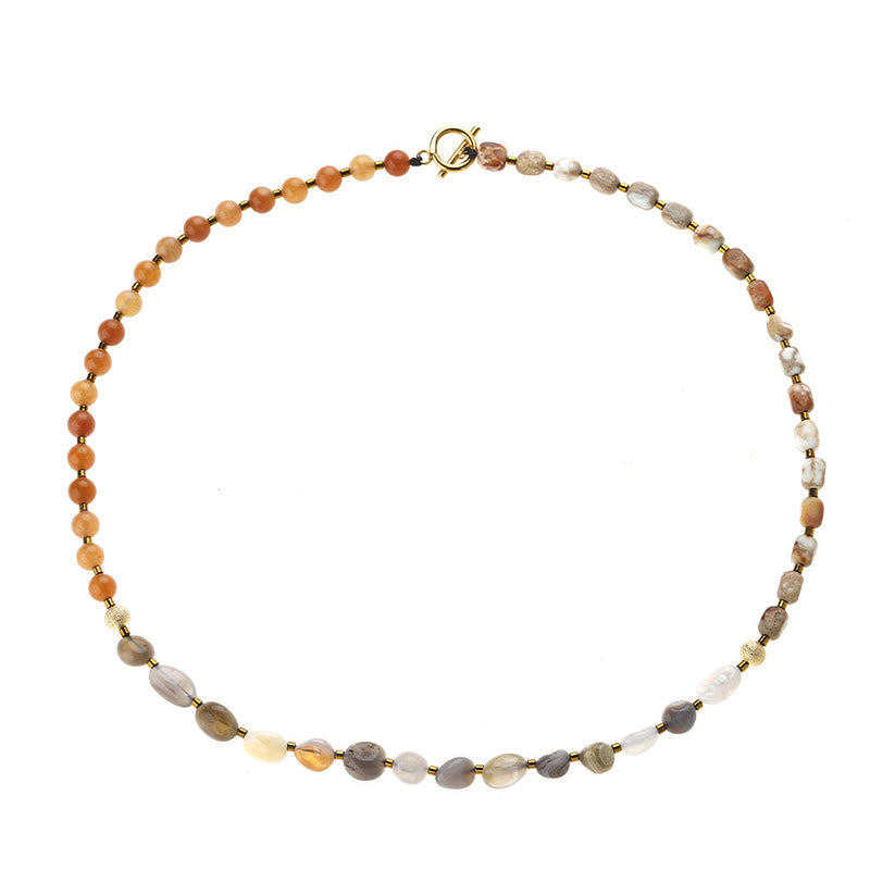 Nimara Ritual Botswana Agate Red Agate Emperor Stone Creativity Triple Wrap Bracelet