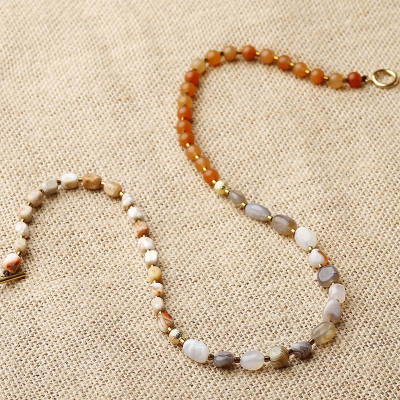 Nimara Ritual Botswana Agate Red Agate Emperor Stone Creativity Triple Wrap Bracelet