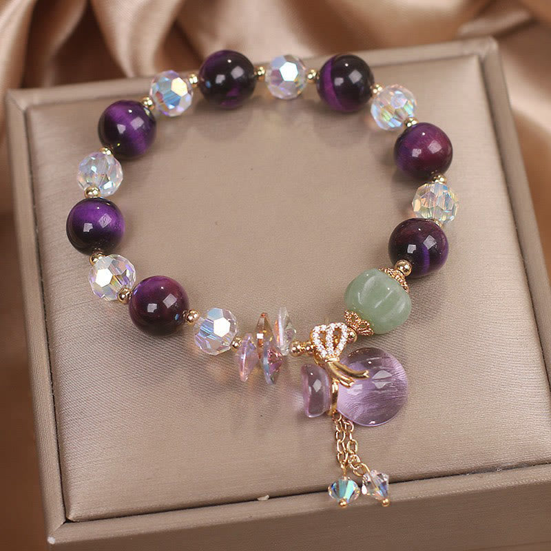 Nimara Ritual Purple Tiger Eye White Crystal Amethyst Jade Bravery Bracelet