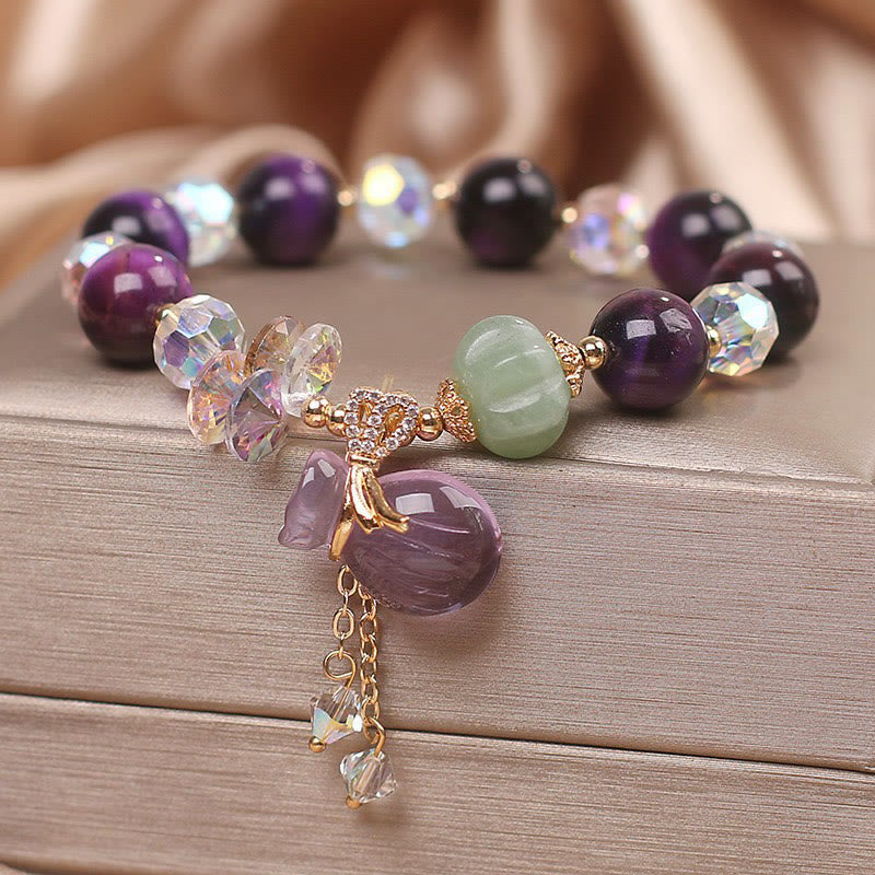 Nimara Ritual Purple Tiger Eye White Crystal Amethyst Jade Bravery Bracelet