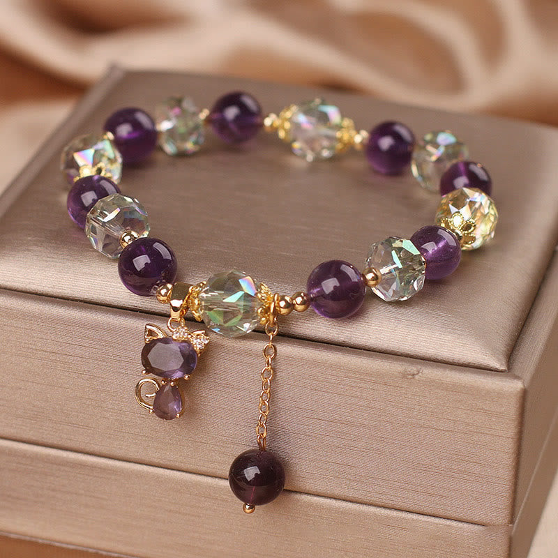 Nimara Ritual Amethyst White Crystal Fox Meditation Bracelet