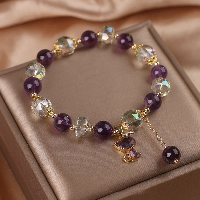 Nimara Ritual Amethyst White Crystal Fox Meditation Bracelet