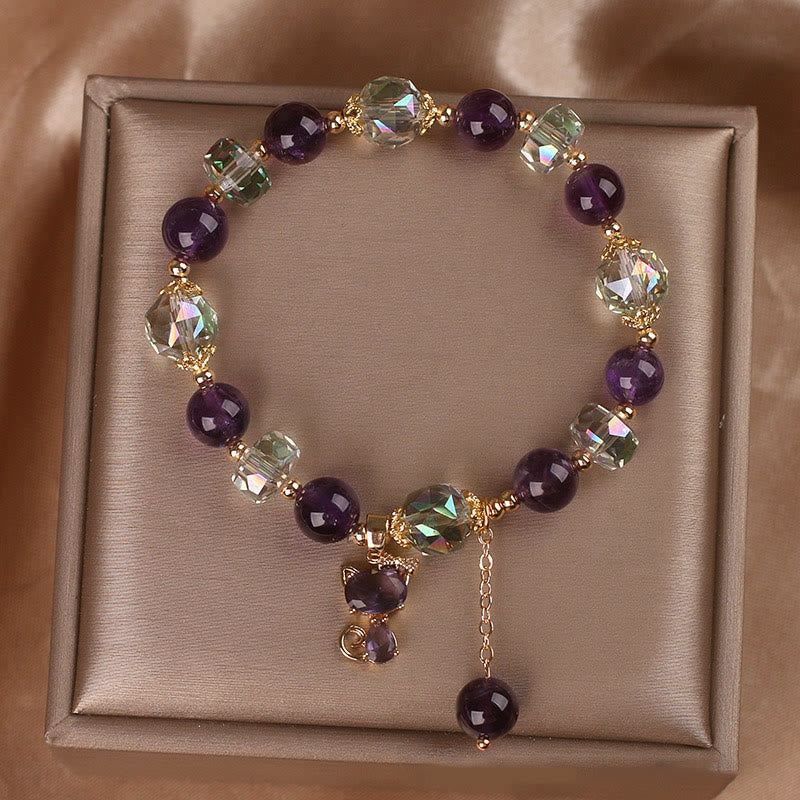 Nimara Ritual Amethyst White Crystal Fox Meditation Bracelet