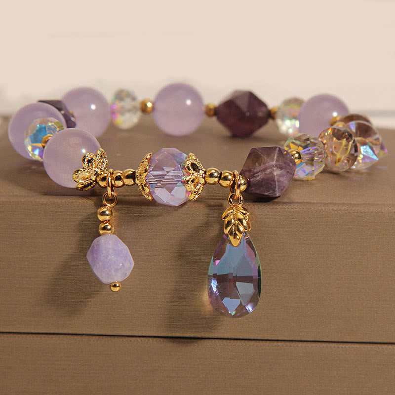 Nimara Ritual Amethyst White Crystal Drop Meditation Bracelet