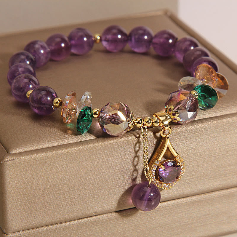 Nimara Ritual Amethyst Green Crystal Citrine White Crystal Spiritual Awareness Bracelet