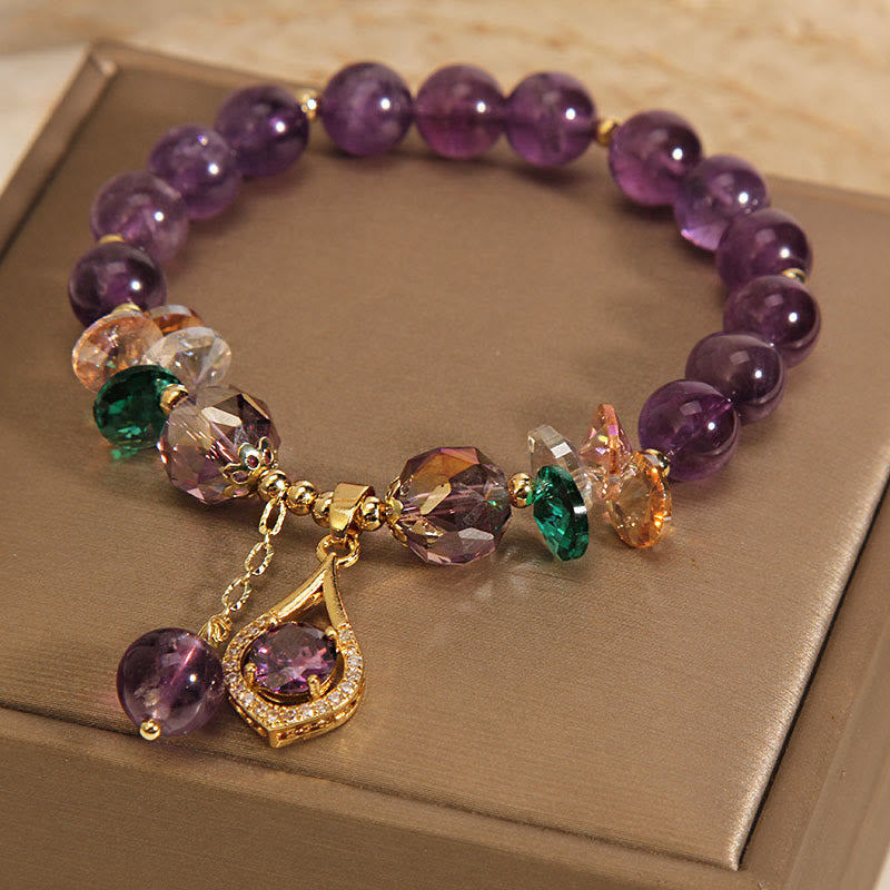 Nimara Ritual Amethyst Green Crystal Citrine White Crystal Spiritual Awareness Bracelet