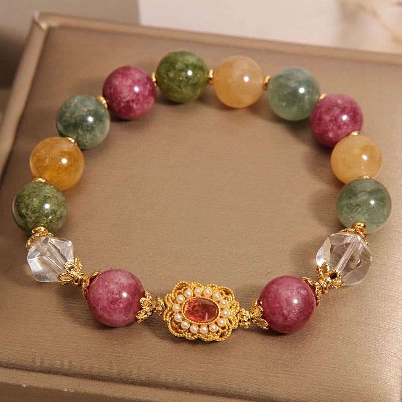 Nimara Ritual Tourmaline Pearl Pink Crystal White Crystal Wisdom Bracelet