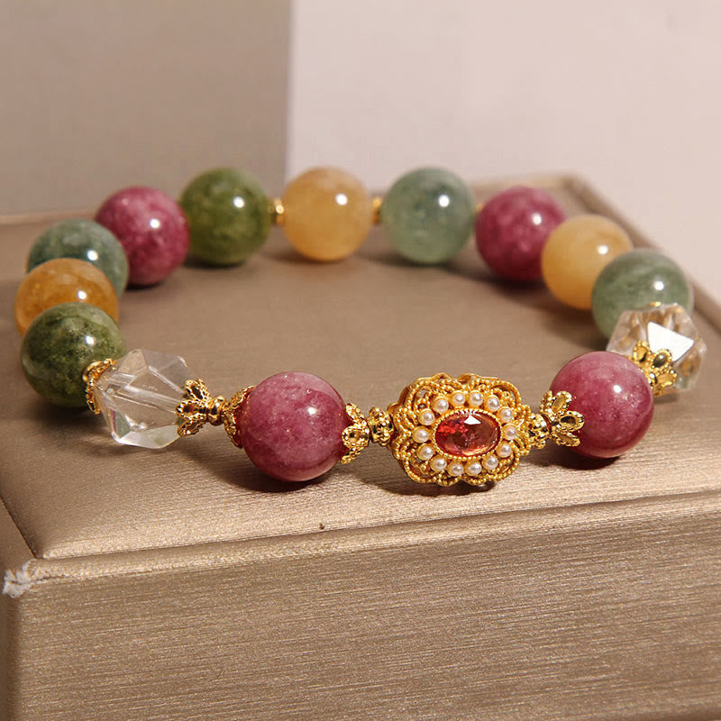 Nimara Ritual Tourmaline Pearl Pink Crystal White Crystal Wisdom Bracelet