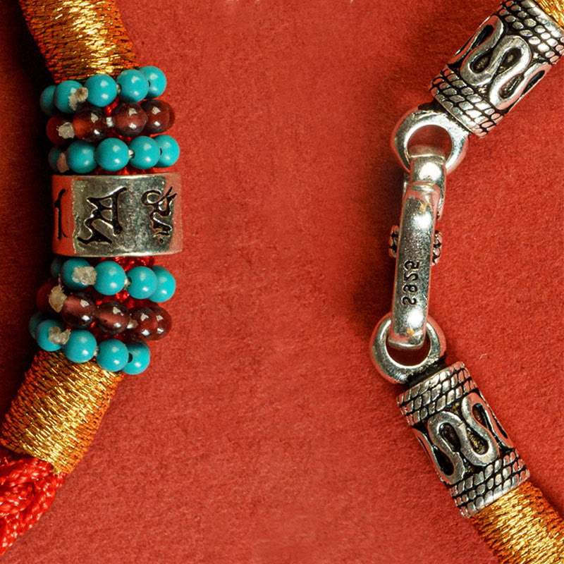 Nimara Ritual Red String Black String Six True Words 925 Sterling Silver Connection Bracelet