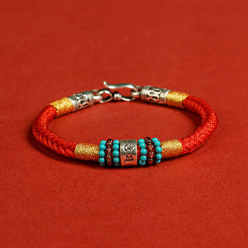 Nimara Ritual Red String Black String Six True Words 925 Sterling Silver Connection Bracelet