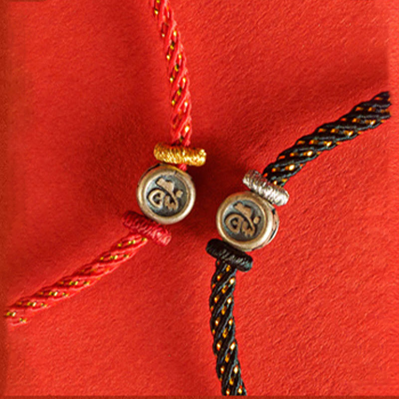 Nimara Ritual Braided String 925 Sterling Silver Fu Character Faith Bracelet