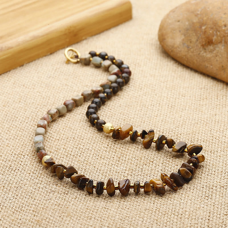 Nimara Ritual Bronzite Emperor Stone Tiger Eye Determination Triple Wrap Bracelet