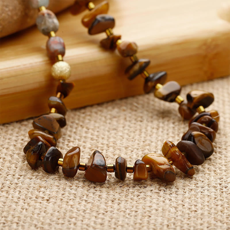 Nimara Ritual Bronzite Emperor Stone Tiger Eye Determination Triple Wrap Bracelet