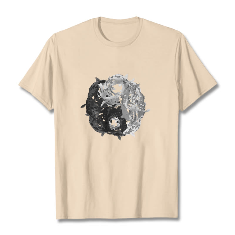 Nimara Ritual Yin Yang Koi Fish Combination Cotton Tee T-shirt