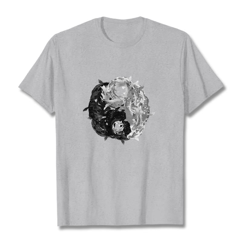 Nimara Ritual Yin Yang Koi Fish Combination Cotton Tee T-shirt