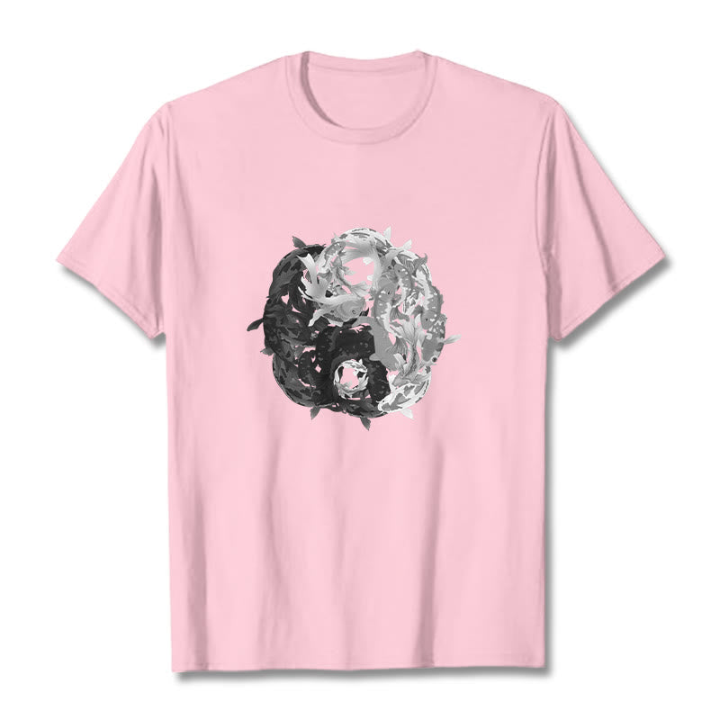 Nimara Ritual Yin Yang Koi Fish Combination Cotton Tee T-shirt
