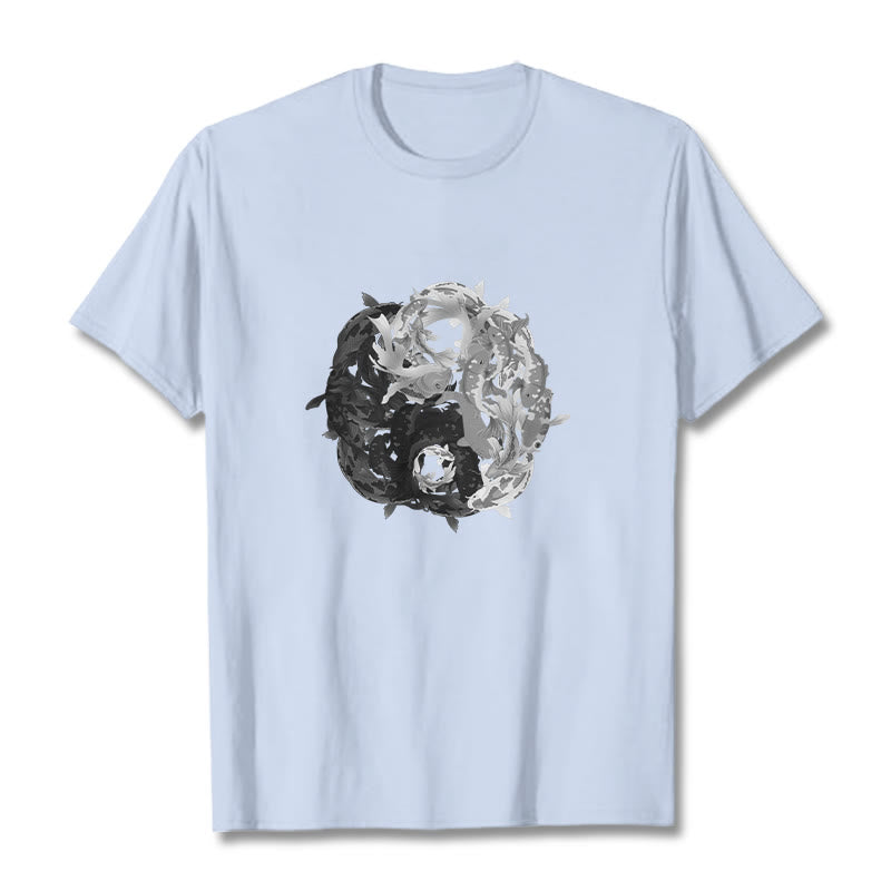 Nimara Ritual Yin Yang Koi Fish Combination Cotton Tee T-shirt