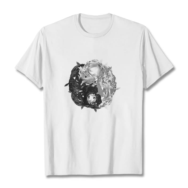 Nimara Ritual Yin Yang Koi Fish Combination Cotton Tee T-shirt