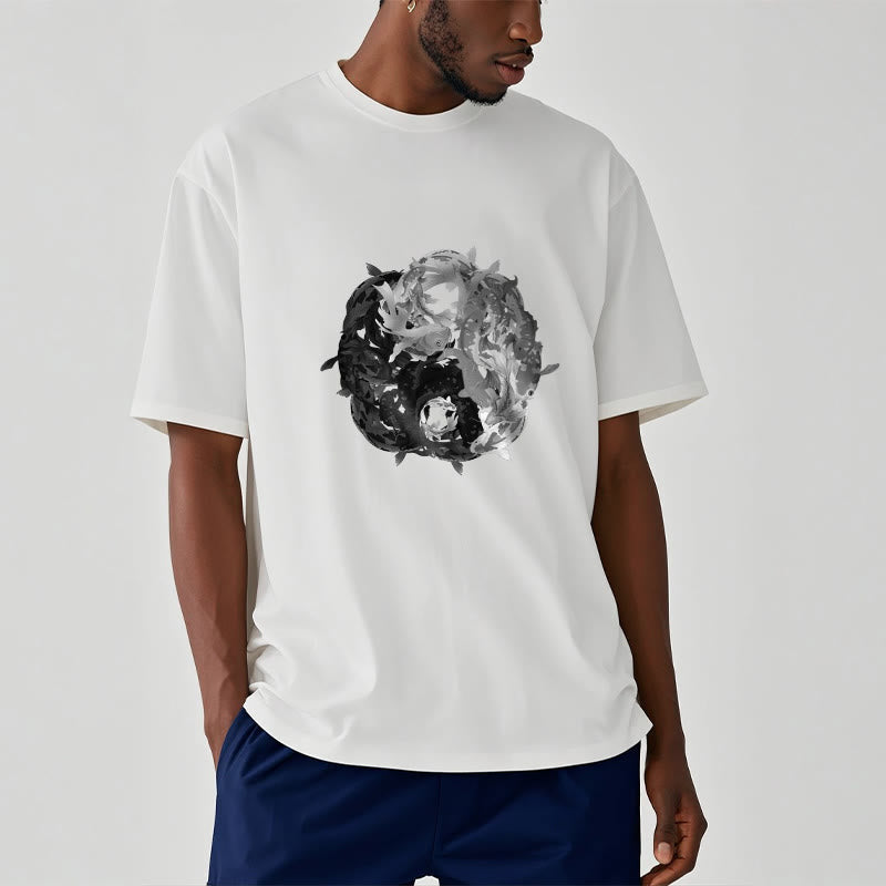Nimara Ritual Yin Yang Koi Fish Combination Cotton Tee T-shirt