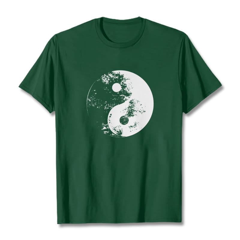 Nimara Ritual Yin Yang Tai Chi Pattern Cotton Tee T-shirt
