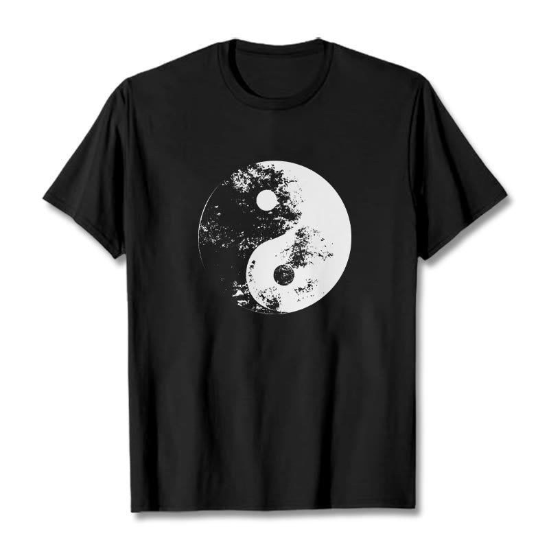 Nimara Ritual Yin Yang Tai Chi Pattern Cotton Tee T-shirt