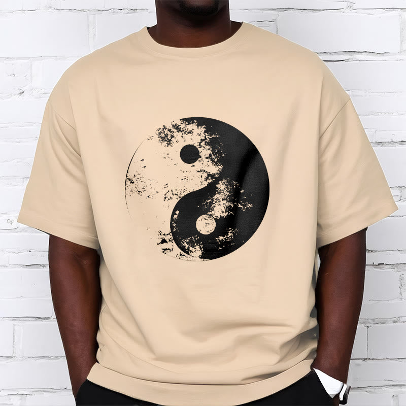 Nimara Ritual Yin Yang Tai Chi Pattern Cotton Tee T-shirt