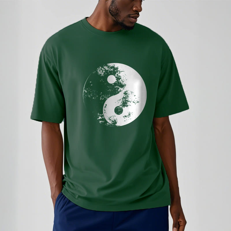 Nimara Ritual Yin Yang Tai Chi Pattern Cotton Tee T-shirt