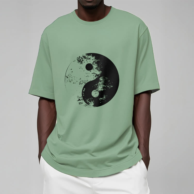 Nimara Ritual Yin Yang Tai Chi Pattern Cotton Tee T-shirt