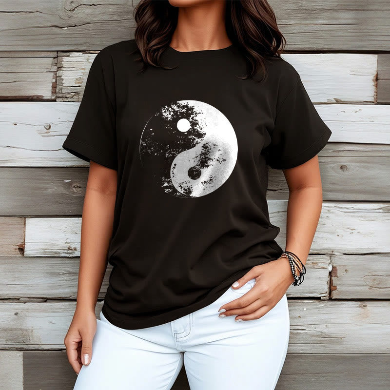 Nimara Ritual Yin Yang Tai Chi Pattern Cotton Tee T-shirt