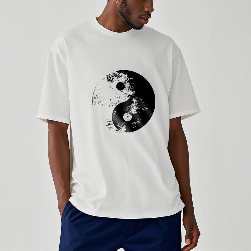 Nimara Ritual Yin Yang Tai Chi Pattern Cotton Tee T-shirt