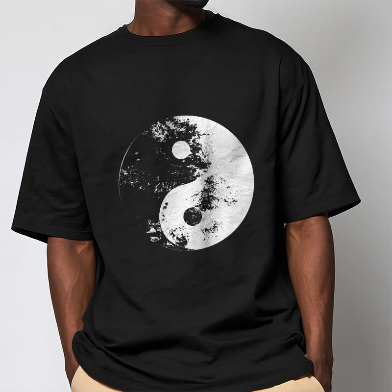 Nimara Ritual Yin Yang Tai Chi Pattern Cotton Tee T-shirt
