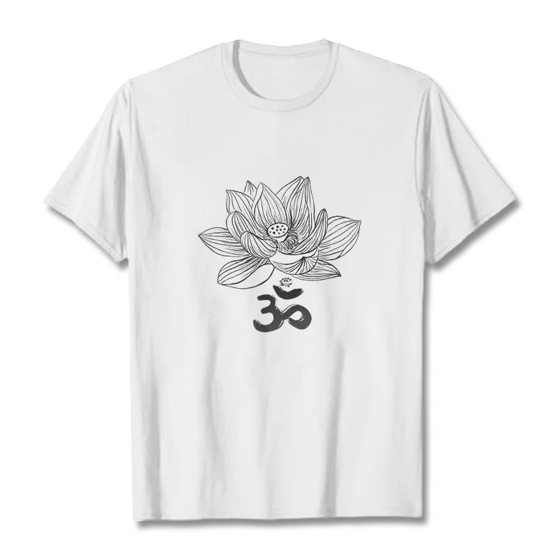 Nimara Ritual Om Lotus Sketch Cotton Tee T-shirt