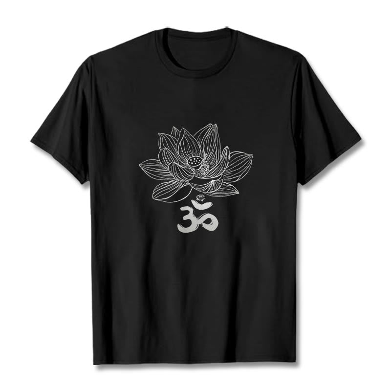 Nimara Ritual Om Lotus Sketch Cotton Tee T-shirt