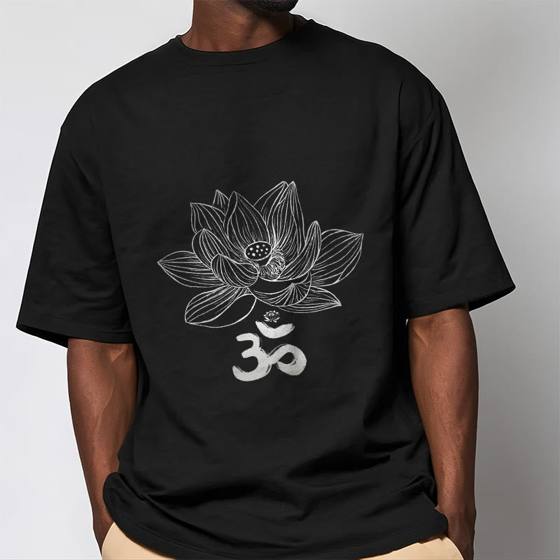Nimara Ritual Om Lotus Sketch Cotton Tee T-shirt