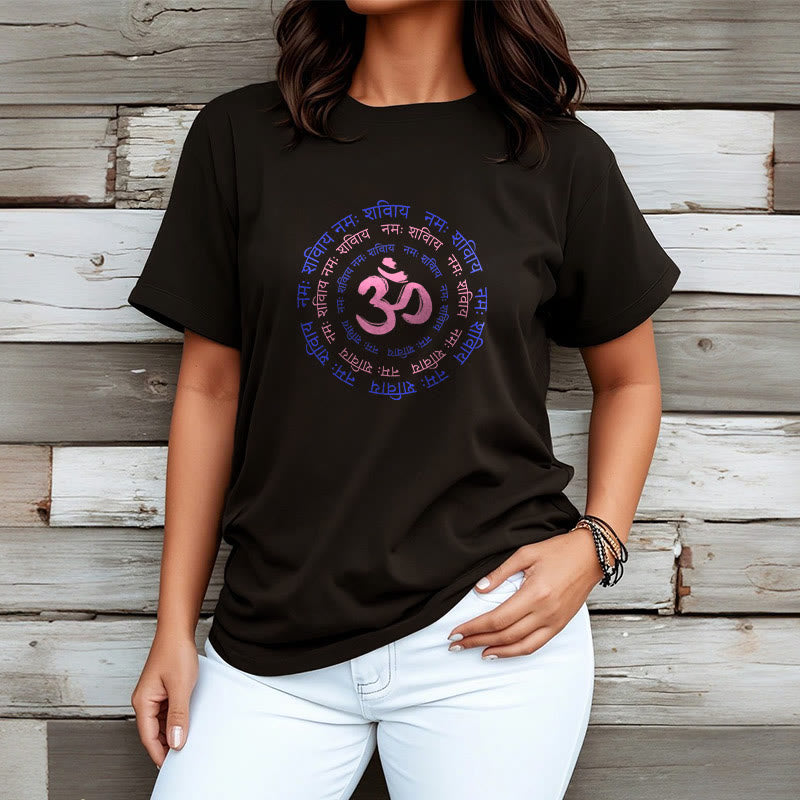 Nimara Ritual OM Mantra Character Sanskrit Cotton Tee T-shirt