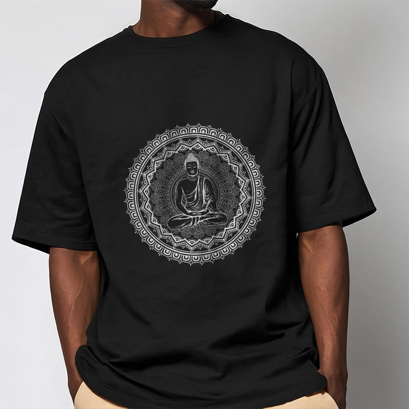 Nimara Ritual Mandala Buddha Cotton Tee T-shirt