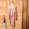 Nimara Ritual Wool Shawl Red Flower Leaves Embroidery Tassel Winter Cozy Travel Scarf Wrap