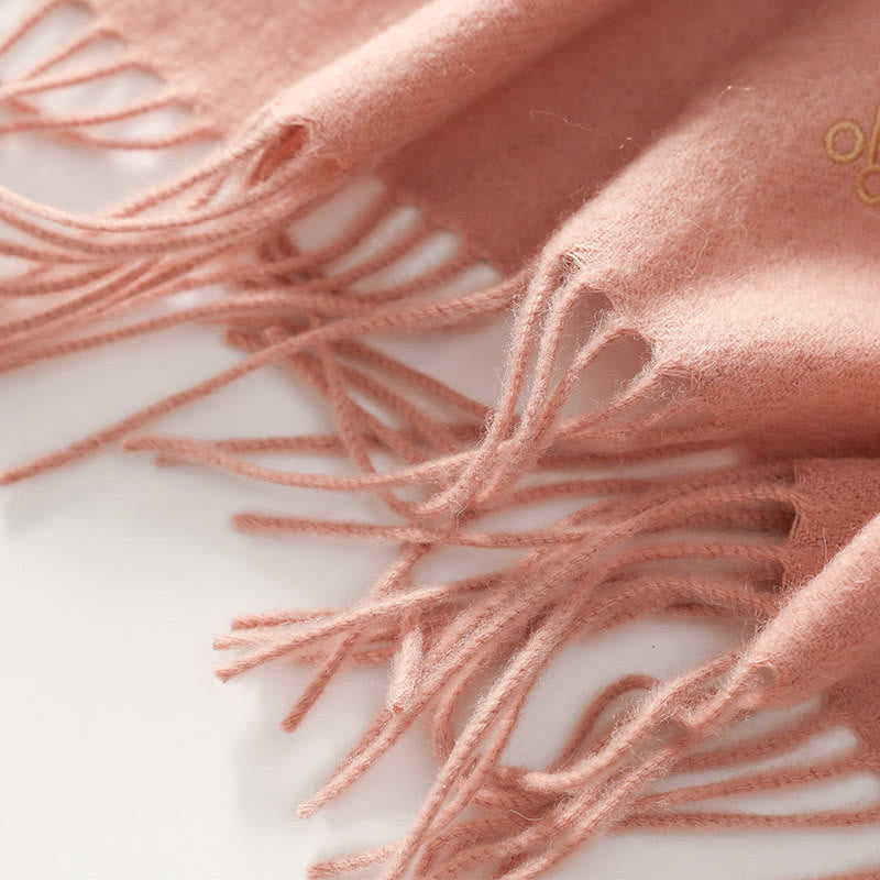 Nimara Ritual Wool Shawl Red Flower Leaves Embroidery Tassel Winter Cozy Travel Scarf Wrap
